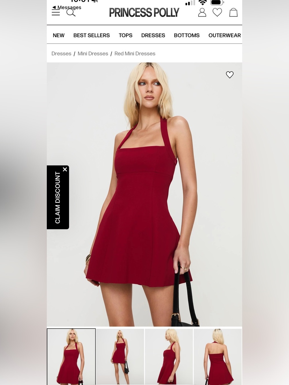 Princess Polly Alyn  wine red halter mini dress size 12